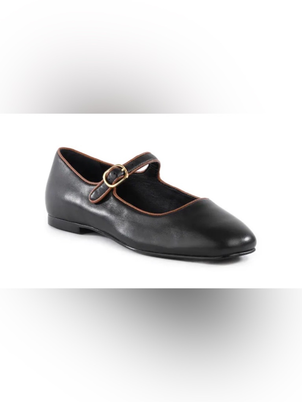 Seychelles Black ‘Shea’ Flats with Brown Trim and Gold Buckle Sz 11